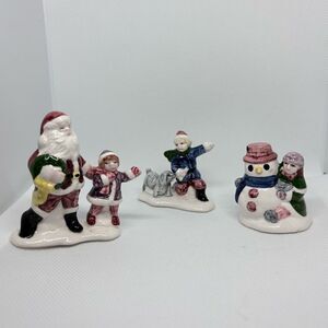 Festive Ceramic Figurine Set perfect for a Holiday Village